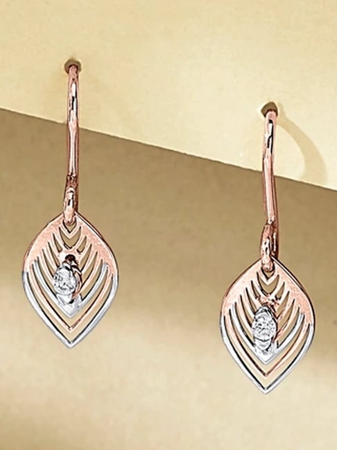 litestyle by png P.N.Gadgil Jewellers Golden Foliage 18kt Rose Gold Dangler Gold Earring For Woman-picture-11
