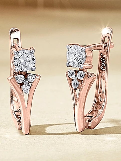 Jewellers Xylo Spark 18kt Rose Gold Hoops Huggies Gold Earring  For Woman