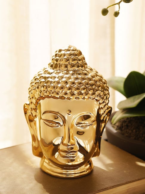 Pure Home and Living Gold Ceramic Buddha Head-picture-26