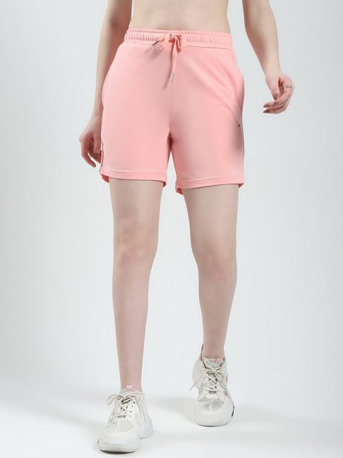 Monte Carlo Peach Cotton Blend Solid Shorts