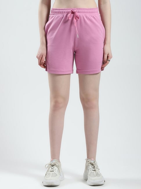 Monte Carlo Pink Cotton Blend Solid Shorts