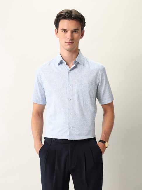 Arrow Blue Cotton Regular Fit Printed Shirt-picture-26