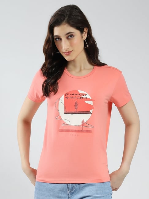 Monte Carlo Coral Cotton Blend Printed Top-picture-19