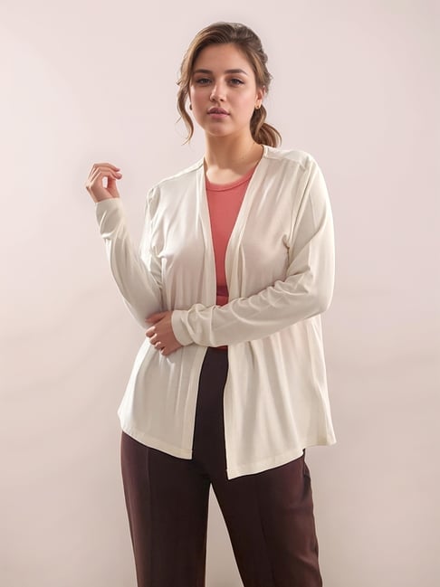 Zink London White Cotton Slim Fit Shrug