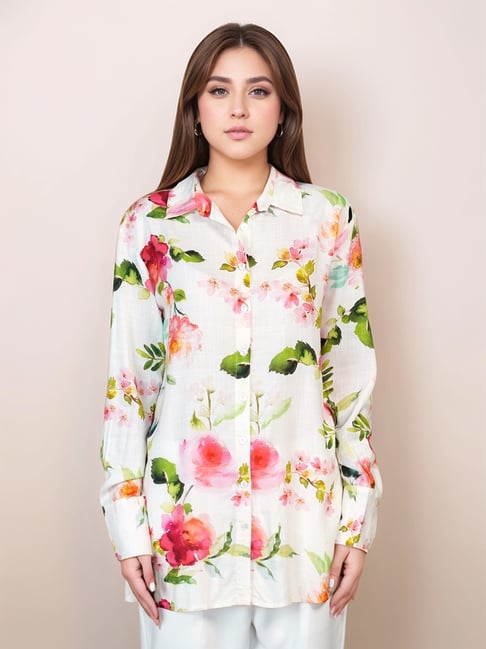 Zink London Multicolor Loose Fit Floral Print Shirt-picture-40