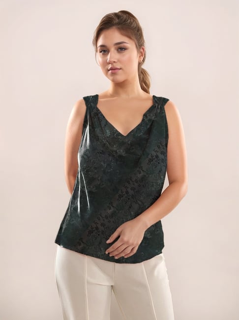 Zink London Green Straight Fit Floral Print Top-picture-28