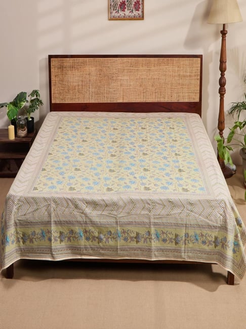 Fabindia Tarinika Green Cotton Printed 48 TC Single Bed Cover-picture-30
