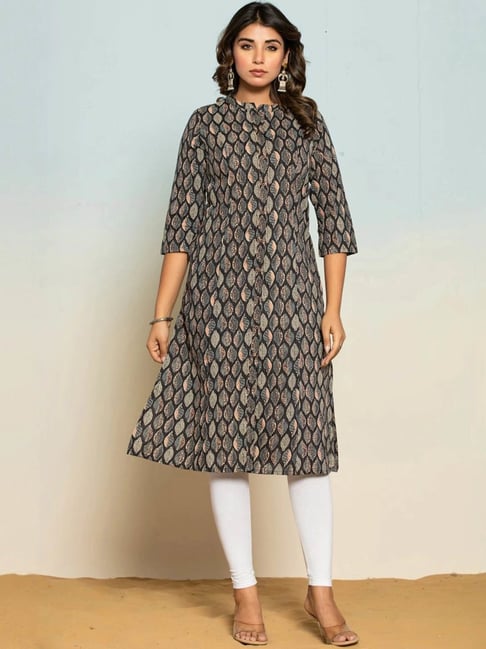Autumnlane Uma Onyx Black Printed Comfort Fit Kurti-picture-38