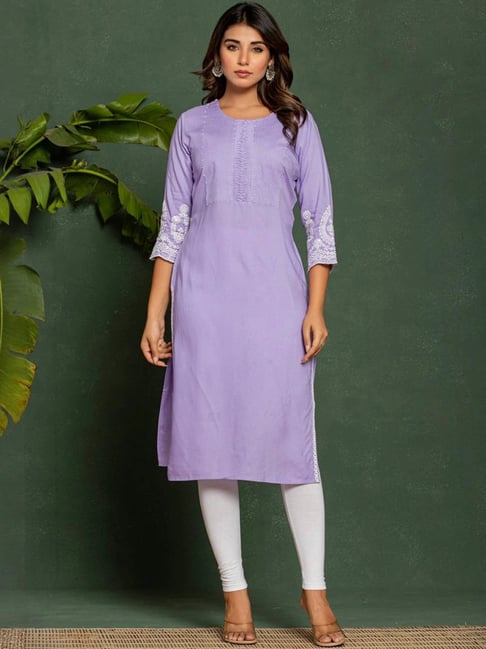Autumnlane Lavender Uma Lilac Comfort Fit Kurti-picture-28