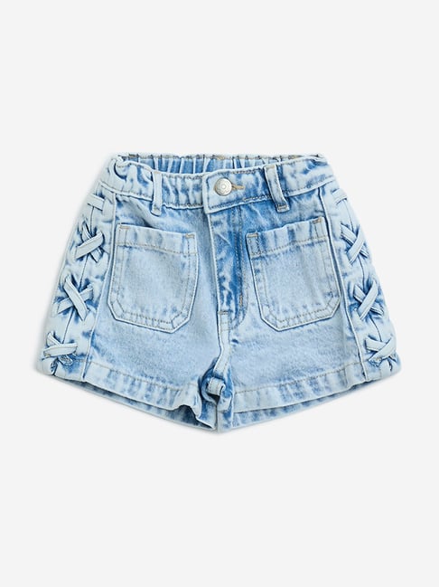 HOP Kids by Westside Light Blue High-Rise Denim Shorts