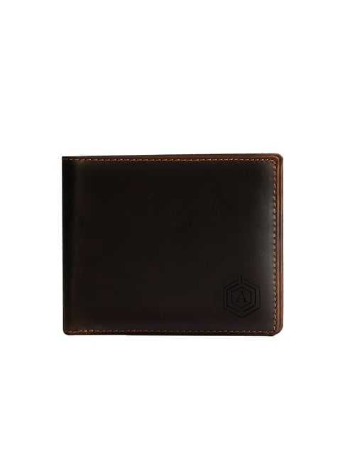 arista vault brown large leather bi-fold wallet for men