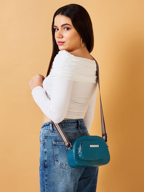 Caprese Tiko Teal Animal Effect Cross Body Bag