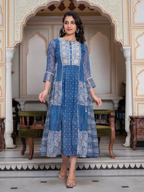 Juniper Blue Embroidered Dress