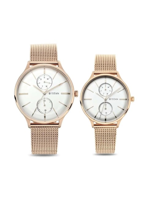 branded couple watch set titan