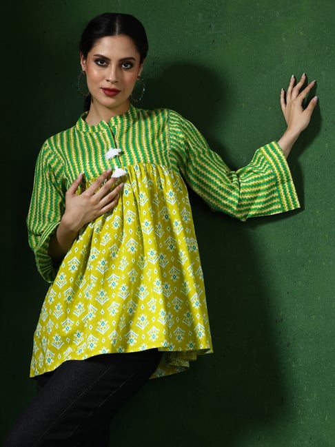 Jaipur Kurti Lime Green Pure Cotton Printed Top-picture-30