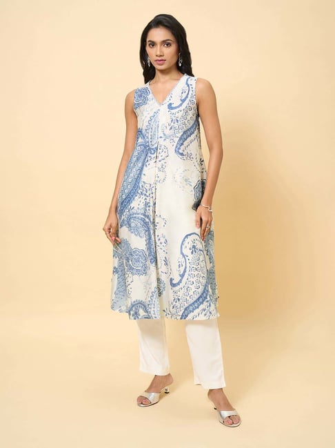 Marigold Lane Blue Regular Fit Printed Kurta-picture-24