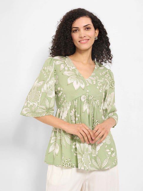 Akkriti By Pantaloons Laurel Green Regular Fit Printed Tunic-picture-42