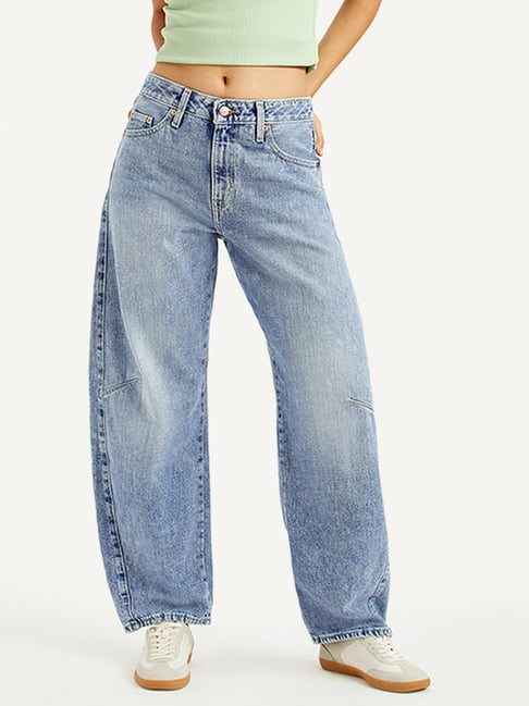 Levi's Light Blue Mid Rise Baggy Dad Barrel Jeans