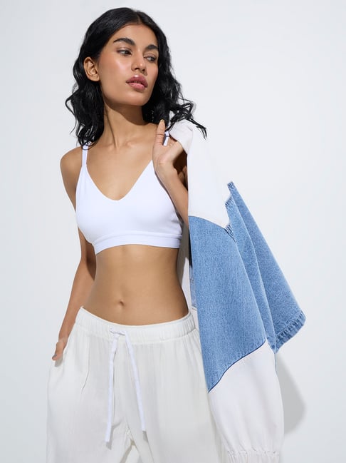 Superstar by Westside White Seam-Free Ribbed-Textured Bra-picture-11