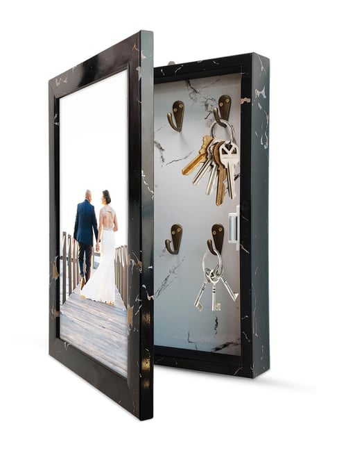 Art Street Black Photo Frame Design Wooden Key Organizer