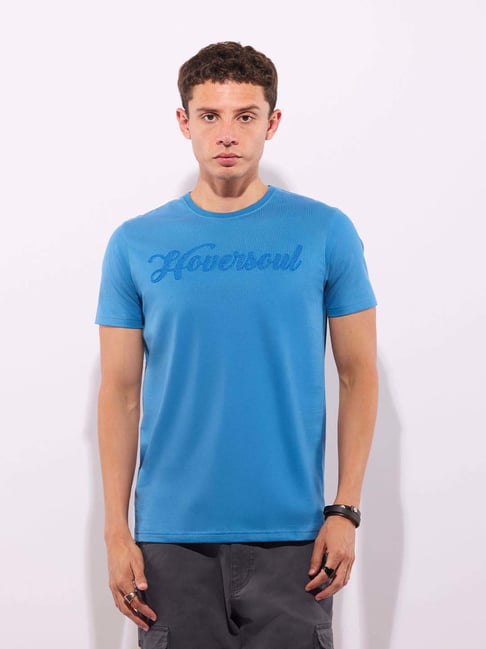 Hoversoul Teal Cotton Regular Fit T-Shirt-picture-46
