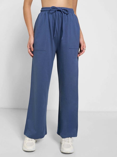 Ajile By Pantaloons Blue Horizon Cotton Straight Fit Sports Trackpants-picture-17