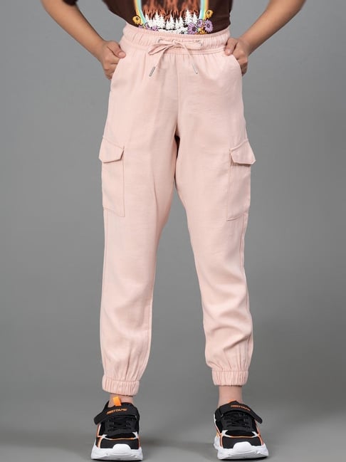 Mode by Red Tape Girls Pink Viscose Solid Joggers