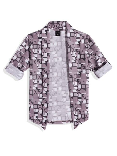 Charchit Boys Pink Cotton Comfort Fit Printed Shrug with T-Shirt