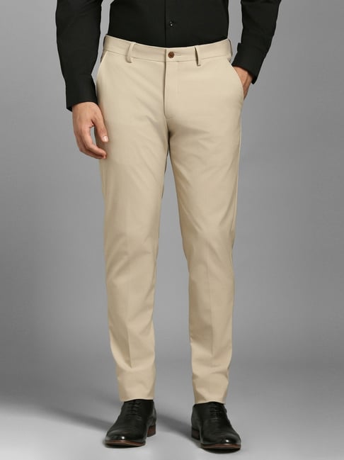 Louis Philippe Beige Slim Fit Trousers-picture-34
