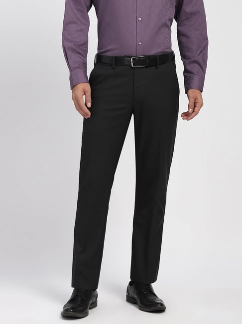 Peter England Black Slim Fit Trousers-picture-32