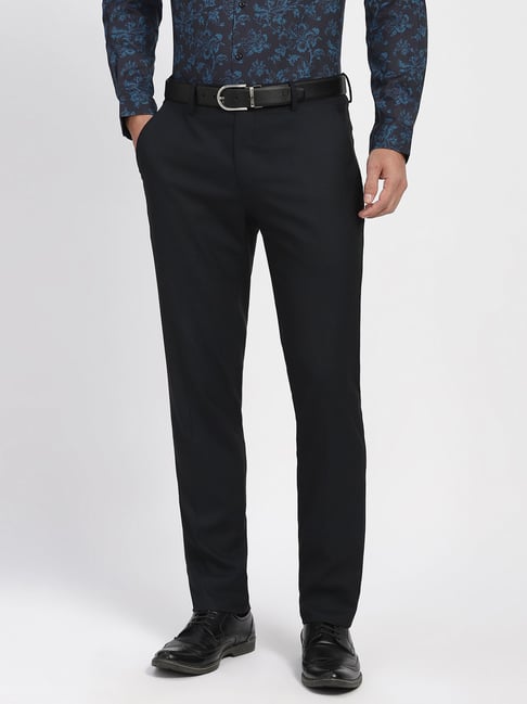 Peter England Black Slim Fit Trousers-picture-37