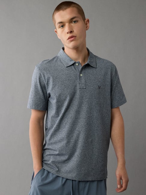 American Eagle Grey Regular Fit Polo T-Shirt-picture-29