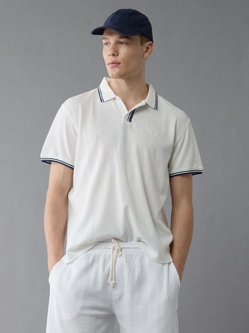 American Eagle White Cotton Regular Fit Polo T-Shirt-picture-29