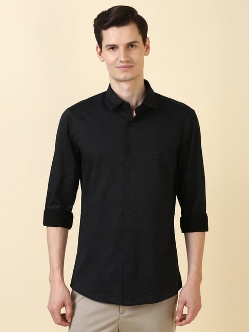 Allen Solly Black Cotton Slim Fit Printed Shirt-picture-20