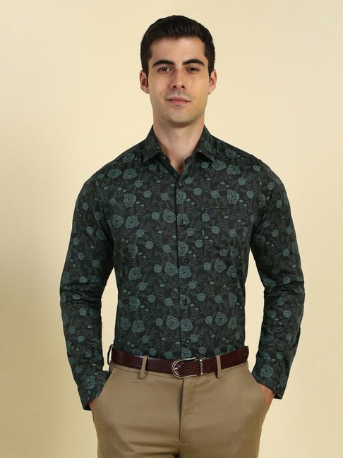 Allen Solly Green Cotton Slim Fit Printed Shirt-picture-37