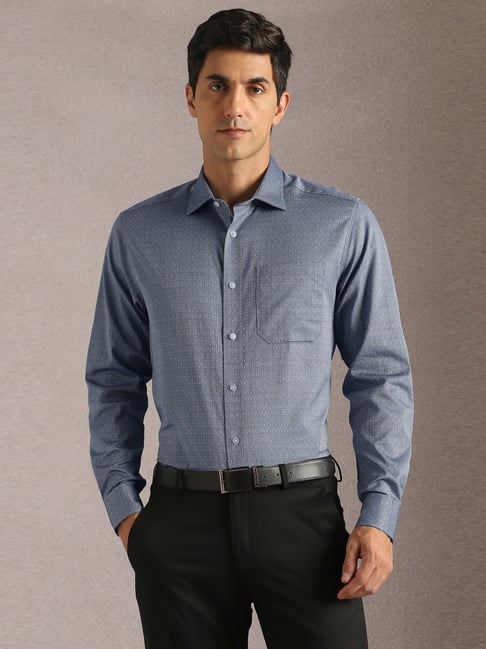Louis Philippe Blue Cotton Regular Fit Printed Shirt-picture-19
