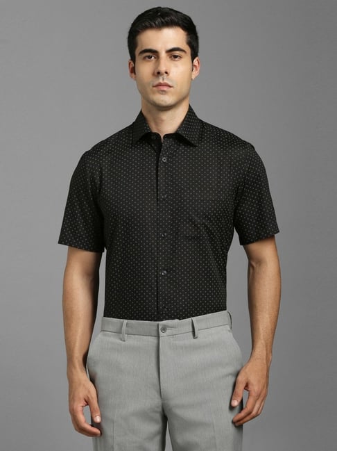 Louis Philippe Black Cotton Regular Fit Printed Shirt-picture-28