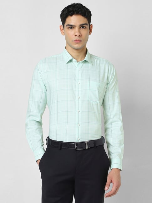 Van Heusen Green Slim Fit Checks Shirt-picture-24