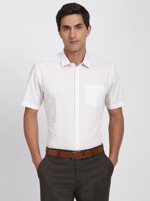 Peter England White Cotton Regular Fit Printed Shirt-picture-14