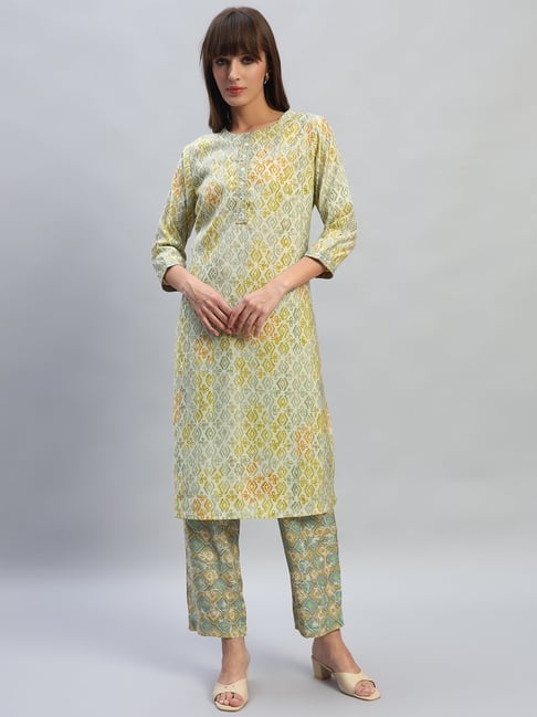 Cantabil Green Printed Suit Set