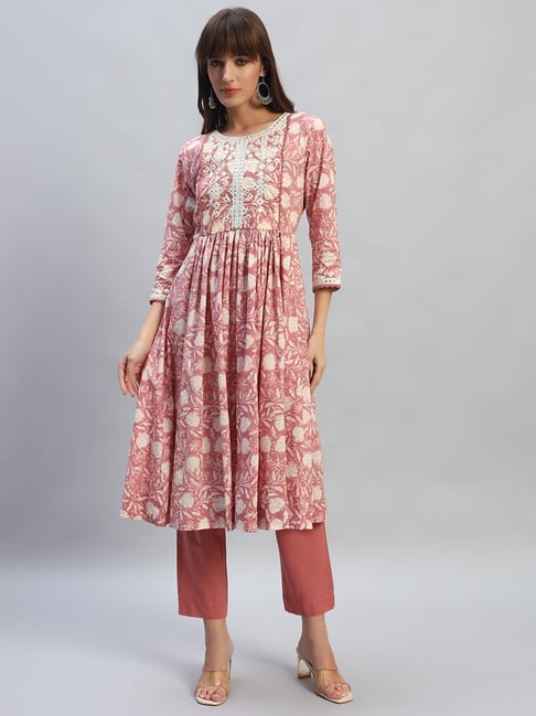 Cantabil Pink Printed Suit Set
