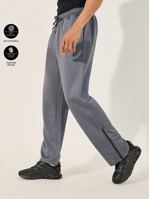Styli Grey Polyester Relaxed Fit Solid Track Pants