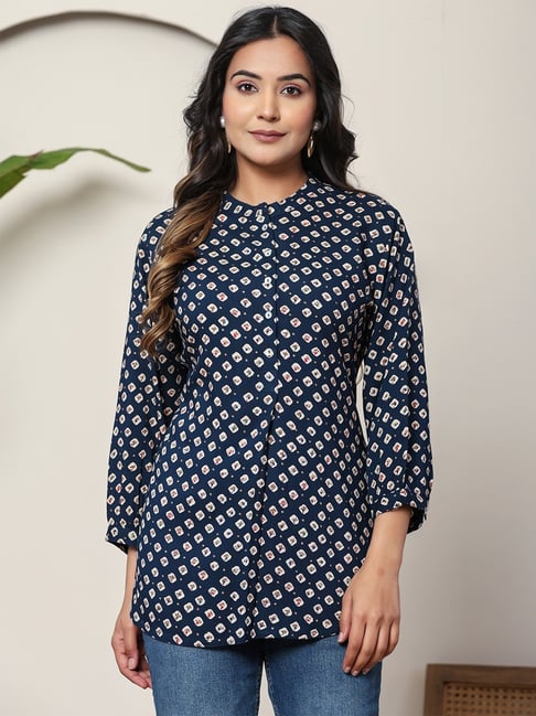 Aravalii Cobalt Blue Printed Tunic-picture-12