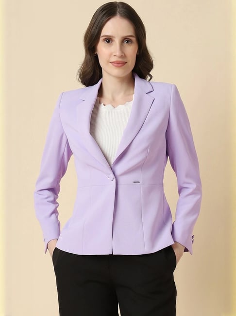 Allen Solly Purple Cotton Regular Fit Blazer-picture-34