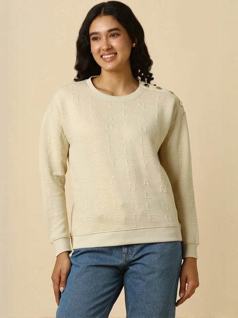 Allen Solly Beige Regular Fit Self Pattern Sweater-picture-14