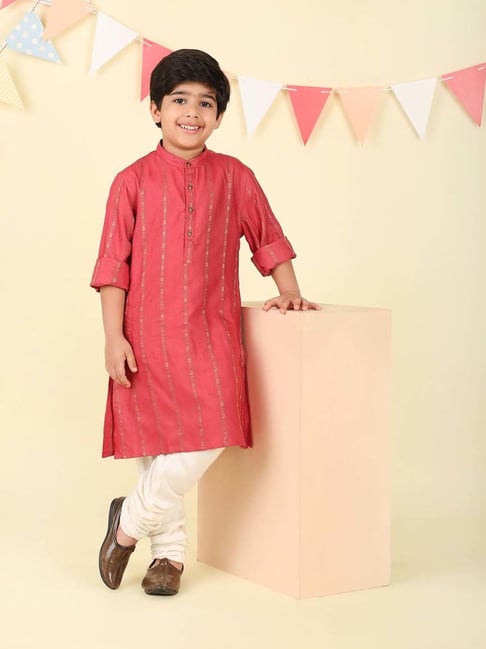 Fabindia Kids Pink Regular Fit Striped Kurta-picture-41
