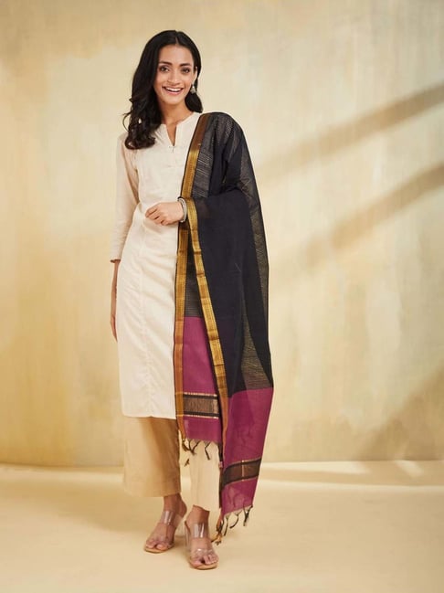 Fabindia Black Regular Fit Woven Dupatta-picture-14