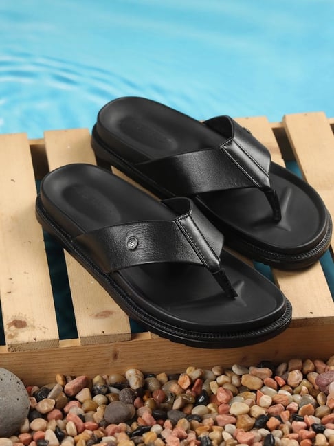 Metro Men's Black Thongs-picture-48