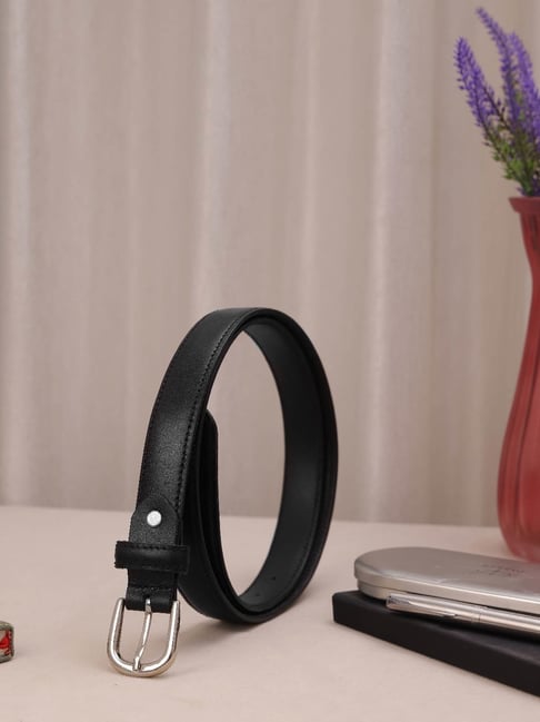 Aditi Wasan Black Solid Leather Formal Belt For Women