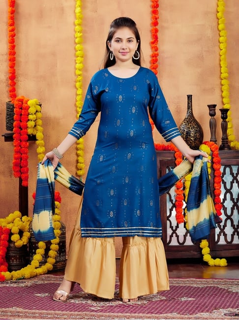 Aarika Girls Blue Printed Kurti